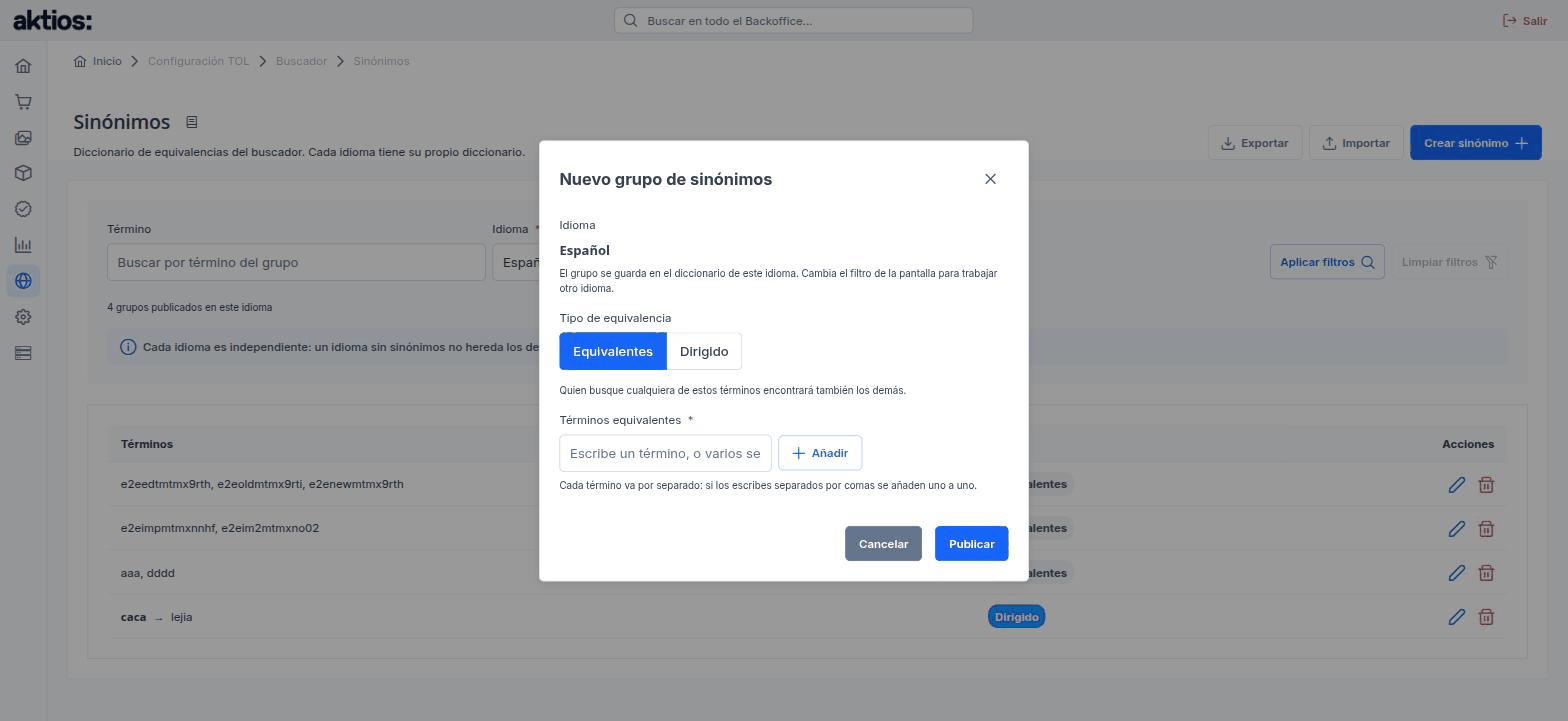 Nuevo grupo de sinónimos equivalentes