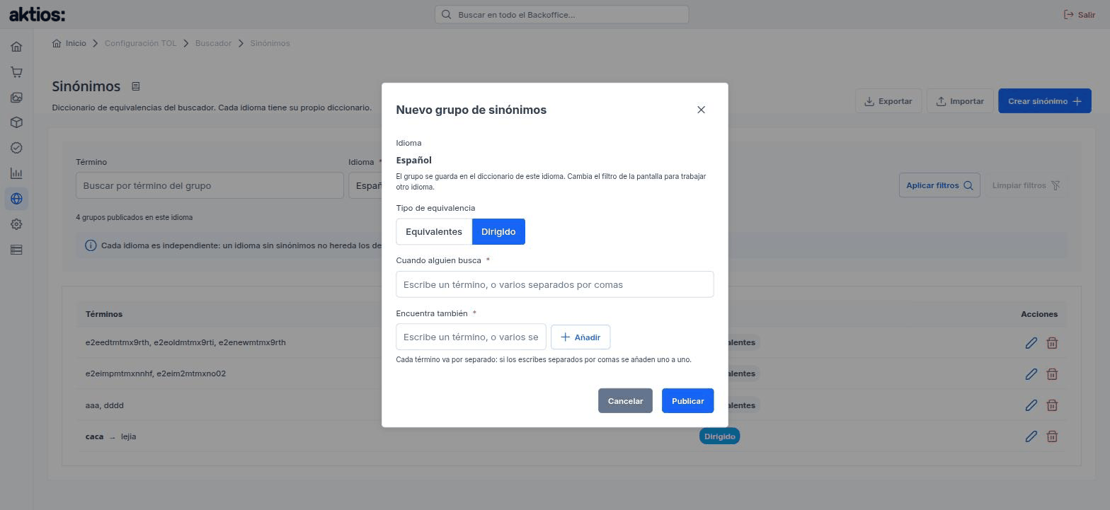 Nuevo grupo de sinónimos dirigido