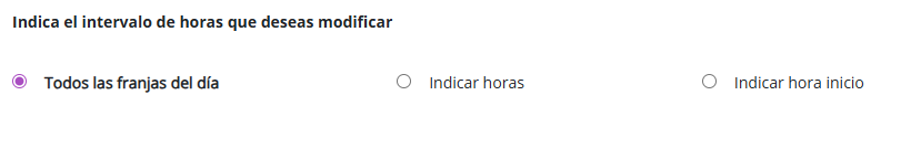 Opciones de selección de franjas