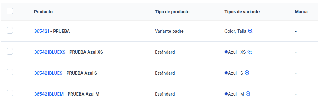 Columna Tipos de variante