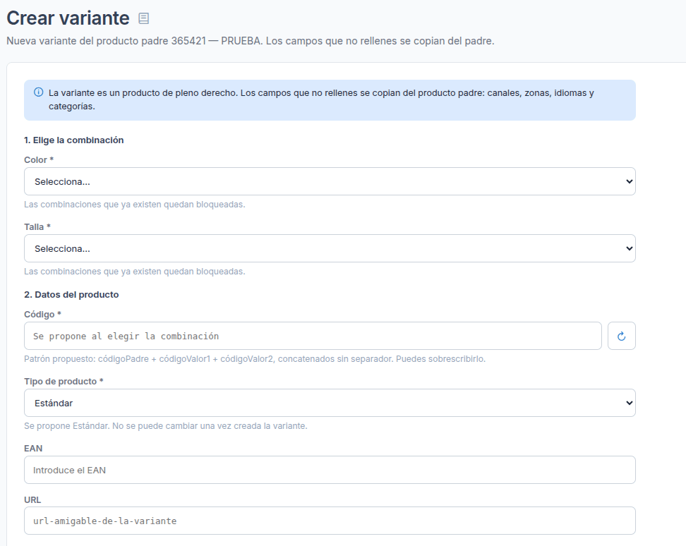 Crear una variante