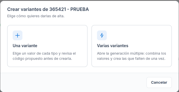 Elegir cómo crear las variantes